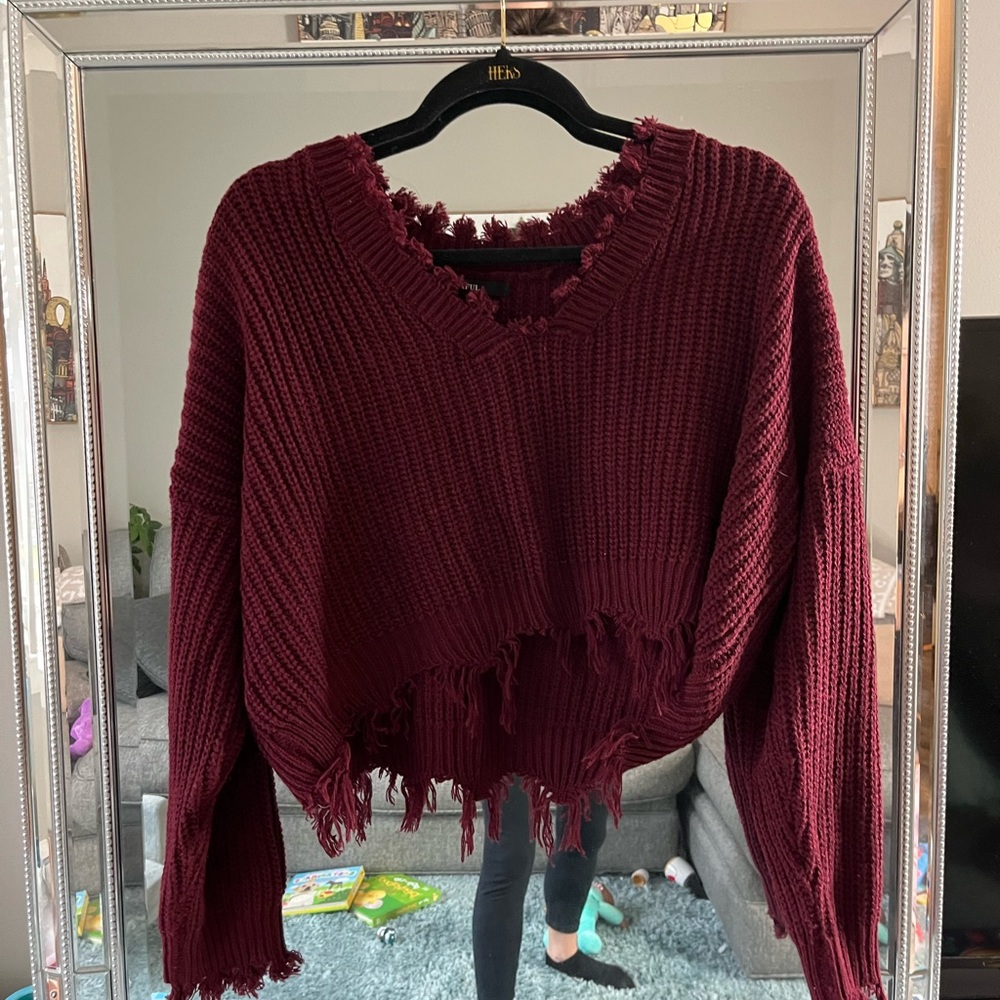 Zaful Cropped Maroon sweater